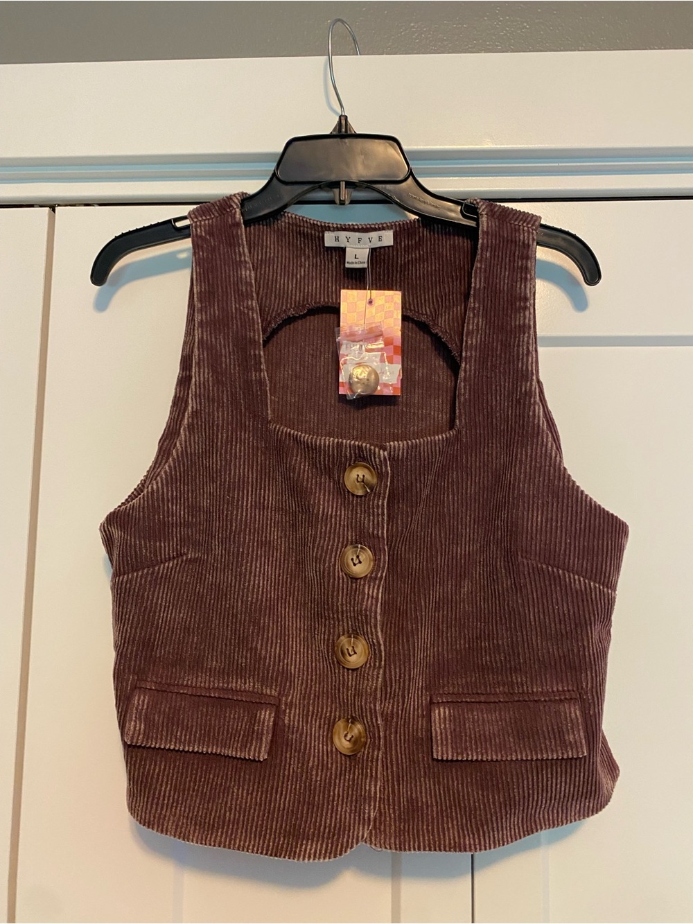 HYFVE Brown Corduroy Button-Front Vest - Picture 1 of 2